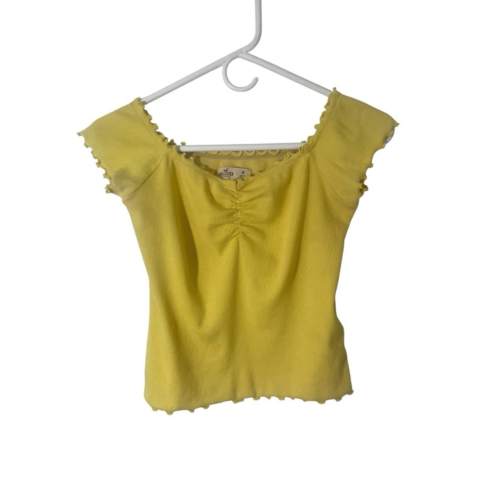 Y2K Hollister M Yellow Cropped Ruffle‎ Top Bella Swan Babydoll Grunge Skater